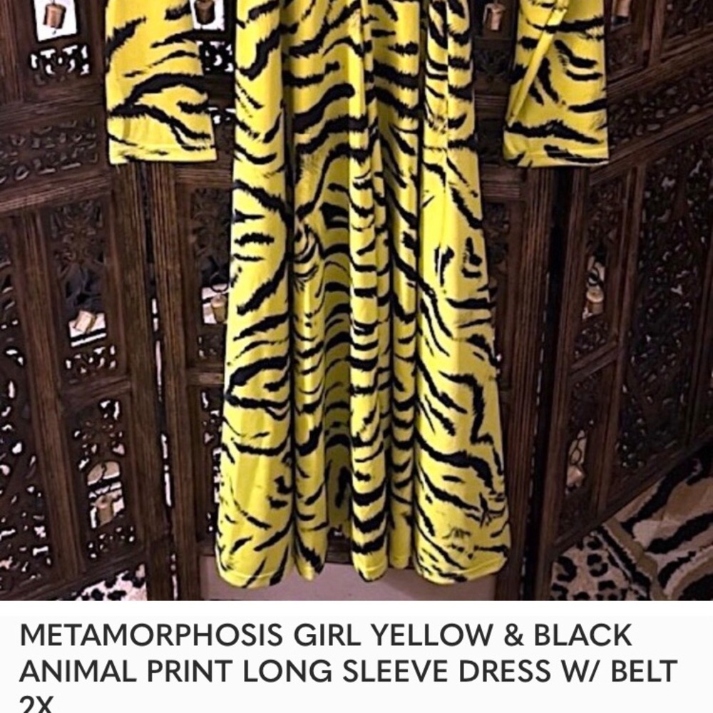 Yellow & Black Animal Print Dress
